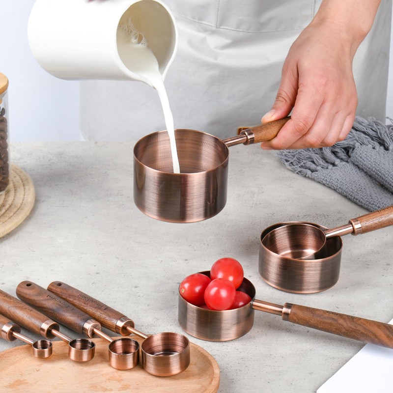 Smithcraft Copper Measuring Cups & Spoons Set 8, Stainless Steel