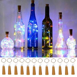 Cadena de luces para botellas de vino, paquete de 12 luces LED AAA alimentadas por pilas multicolor para botellas de vino, decoración de mesa, Navidad, boda, fiesta, estudio, decoración de