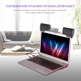 1 PCS USB Stereo Speaker Sound Bar Clipon Speakers Black Mini Clip for Notebook Laptop Phone Music Player Computer