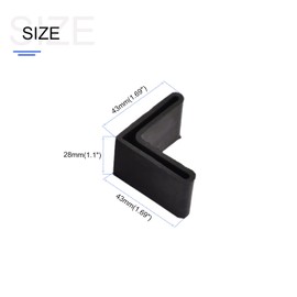 METALLIXITY Furniture Angle Iron Foot Pads(40mm/1.57") 8Pcs, Rubber L Shape Foot Covers - for Furniture Feet Shelves Leg Protectors, Black
