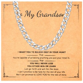 CERSLIMO To My Grandson Gifts - Mens Gifts Cuban Chain for Him, Cuban Chain Necklace for Boys & Men Birthday Valentines Day Anniversary Christmas Presents for Grandson