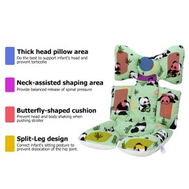 Baby Pushchair Seat Liners, Pram Liner Universal 100% Cotton Pushchair Liner Thick Baby Stroller Liner Pad Seat Cover Stroller Pad Pram Pushchair for Toddler Infant (Panda)