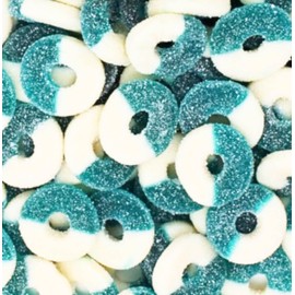 Blue Raspberry Flavored Gummy Rings -Fresh, Soft, and Chewy Sugar Dusted Gourmet Candy Ring Blue Gummies, by Queen City Candy Cave (3 Pound)