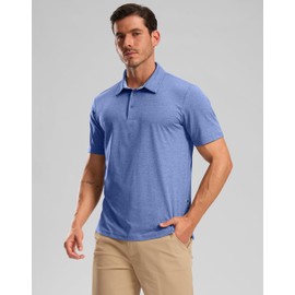 Golf Polo Shirts Short Sleeve Dry Fit Performance Moisture Wicking Collared Heather Polo Casual Athletic Business (Royal Blue, XL)