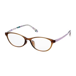 パール 老眼鏡 3.5 ブルーライトカット レディース Anna Emilia UVカット クリアレンズ 花柄 ブラウン AE-AN-003