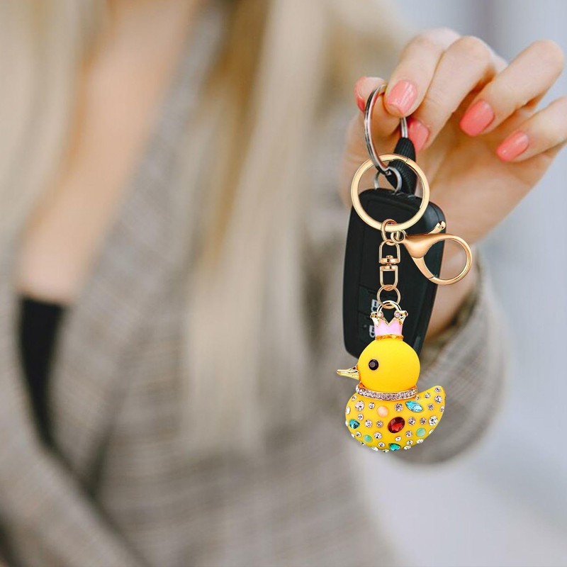 2 Pieces Cartoon Duck Keychains, Cute Animal Keychains, Rhinestone Keychains,