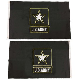 U.S. Army Star Logo - ( 3 by 5 Foot 3x5 Ft ) Strongest Embroidered Double Sided 210D Nylon, Double Sewn Stripes and Brass Grommets, UV Protected, Double Decker U.S. Flags Military