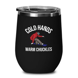 Snowboarding Black Edition Wine Tumbler 12oz - Cold hands - Ski Snowboard Goggles Snowboarder Skiing Snowboarding Gift Skiers Hiking Mountain