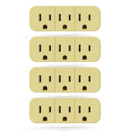 ELEGRP 2 to 3 Prong Grounded Triple Outlet Extender, 2-Prong to 3-Prong Adapter Converters for Wall Outlets, Portable Polarized Wall Plug Splitter with 3 AC Outlets, ETL Listed, 4 Pack