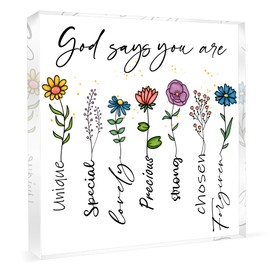 Christian Gifts for Women Birthday,Bible Verses Religious Gifts for Women Men,God Says You are Unique Gift for Mom Sister Coworker Friend,Scripture Keepsake Paperweights Home Desk Decor Gift Ideas