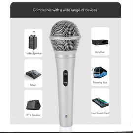 Dynamic Mic Handheld Wired Microphone Cardioid Vocal Mic with 6.5mm Plug for Karaoke Singing Recording Stage Performances