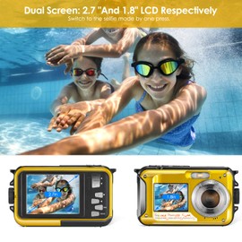 Aomdom Underwater Camera, Waterproof Digital Camera HD 2.7K Underwater Camera Waterproof 48MP 16X Digital Camera Diving Anti Shake Digital Camera
