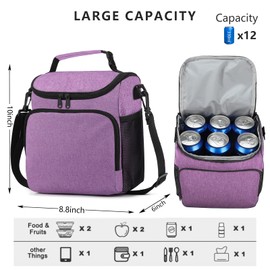 UYLIA 10L Cool Bag Small Women Men with Five Pockets, Insulated Lunch Bag with Adjustable Shoulder Strap, Lunch Box for Adults, Work, School, Picnic, Beach