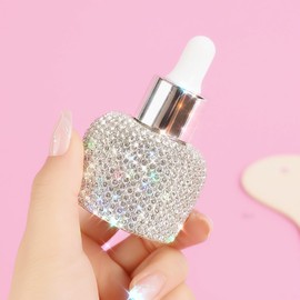 TISHAA Bling Refillable Glass Dropper Bottle for Essential Oils and Perfume – 30ml Rhinestone Covered Vial with Leakproof Cap, Fancy Reusable Glitter Container