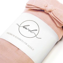 Baby Want Designs Neutral Swaddles for Newborns & Bow — 47x47 Inches 70% Viscose Derived from Bamboo & 30% Organic Cotton Swaddle Blankets — Premium Made in USA Newborn Swaddle Set Girls (Dusty Blush)