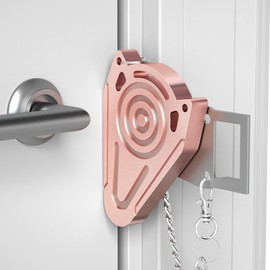 Metal Portable Door Lock for Travel Hotel Room Safety - Hotel Door Locks for Travelers Security, Extra Door Lock from Inside, Apartment Room Security Latches & Bolts Travel Essentials,Pink
