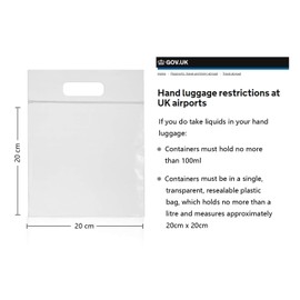 MOCOCITO 12Pcs Airport Security Liquid Bag Clear Toiletry Bag Flight Clear Liquid Bag 20cm x 20cm Airport Liquid Bags Reusable Bag Approved by EU & UK Hand Luggage Regulations