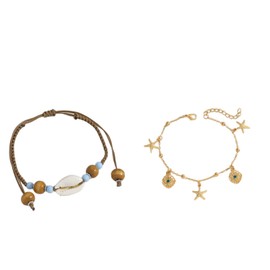Shell Anklets set for women Vintage Boho Shell Woven Adjustable Ankle Bracelets Exotic Summer Flower Starfish Anklets for Summer Beach Jewelry Gift No Tarnish