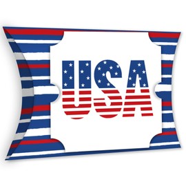 Big Dot of Happiness Stars and Stripes - Favor Gift Boxes - Patriotic Party Large Pillow Boxes - Set of 12