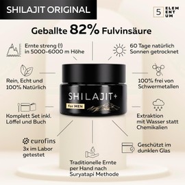 5 elementum Shilajit Original Himalaya Hochdosiert Fr M?nner C 82% Fulvins?ure 50g Premium Mumijo Aus Himalya Gebirge I Handernte Inkl. 500mg Dosierl?ffel