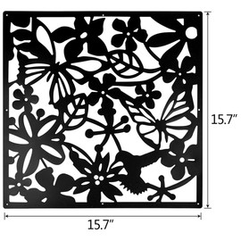 ANMINY 24 PCS Hanging Room Divider Flower Carving Pattern Panels Decorative Wall Screen Panel Hollow Out Design for Living Dining Room Kitchen Bedroom Office Bar Restaurant Home Hotel Decor - Black