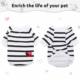 Preferhouse Pet Dog Striped T-Shirt Dogs Cats Cotton Vest Spring Summer Pet Apparel Tee Shirt Suitable for Small and Medium Large Pets French Bulldog Bichon (X-Large, White)