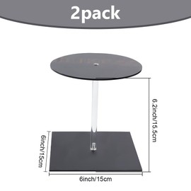 DELORIGIN 2Pcs Acrylic Hat Display Stand 5.9" Helmet Holder Black Acrylic Display Stand Stable Base Circular Display Holder for Motorcycle Helmet Baseball Caps Hats Wigs Jewelry Display