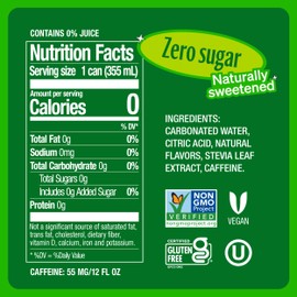 Zevia Zero Sugar Soda, Mountain Zevia, 12 oz Cans (24-Pack) – Naturally Sweetened, Non-GMO Project Verified, Gluten-Free, Vegan