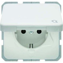 Berker 471509 Steckdose SCHUKO with hinged lid Flush-mounted splash-protected IP44 polar white, glossy