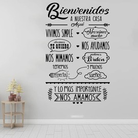 Bienvenido a Nuestro hogar - Etiqueta de la Pared Moderno Vinilo Frase Decoración Familia Sala de Estar - 33x57cm PVC Impermeable
