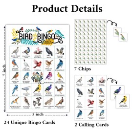 BSNZZIO North America Birds Bingo Games, 24 Players Bingo Cards, Animals Party Activities for Family Friends, Card Gifts for Bird Lovers, Bird Party Game Bingo Supplies -04