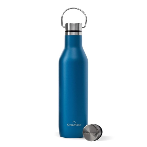 GrandTies Stainless Steel Water Bottles with 2 Lids | Slim
