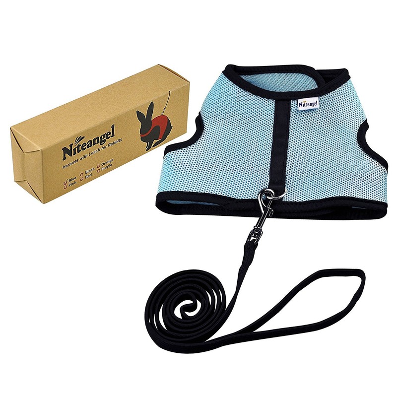 Niteangel Adjustable Soft Harness with Elastic Leash for Rabbits (L,