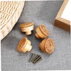 Outanaya 4pcs Boho Drawer Knobs Woven Rattan and Wooden Dresser