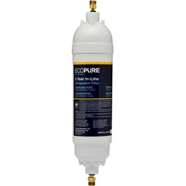 EcoPure EPINL30 5-Year In-Line Refrigerator Water Filter – Universal Fit for Most Fridges, Ice Makers, RVs & Boats – Reduces Chlorine Taste & Odor – Easy DIY Install with 1/4" Fittings