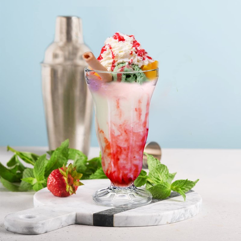 Mezchi 6 Pack Acrylic Milkshake Glasses, 15 OZ Plastic Old