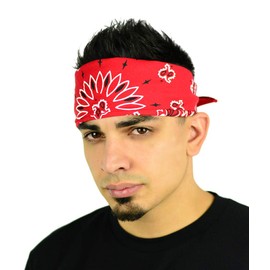 Mato & Hash Large Bandanas 27 x 27 | Versatile Biker Rags | Classic Paisley Bandana Pattern - 3PK Red CA4200