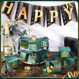 TaoBary 30 Pcs Graduation Cap Candy Box 2026 Graduation Decorations Party Favors Gifts Grad Cap Box with Tassel for Candy Chocolate Biscuit Supplies(Green)