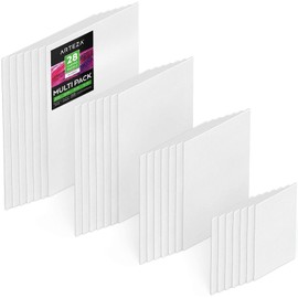 ARTEZA Canvas Boards for Painting, Multipack of 28, 5x7, 8x10, 9x12, 11x14 Inches, Blank White Canvas Panels, 100% Cotton, 8 oz Gesso-Primed, Art Supplies for Acrylic Pouring and Oil Painting