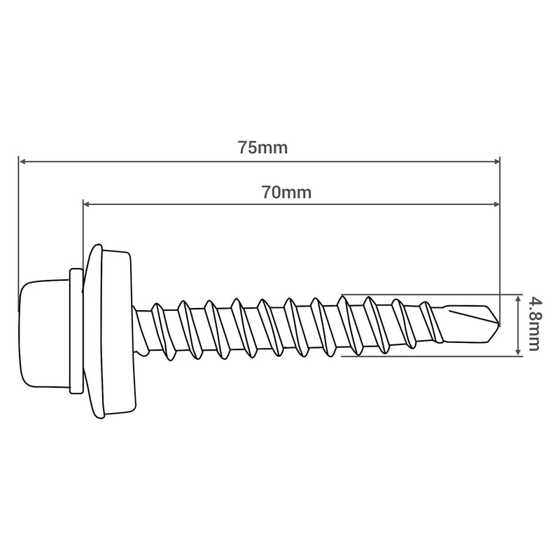SKIR'CO (Pack of 50) Painted Roofing Screws 4.8 x 70