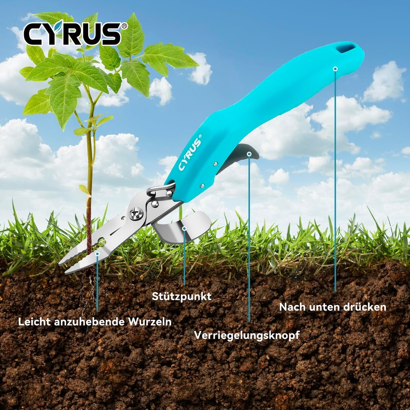 CYRUS Stainless Steel Weed Cutter for Garden, Hand Weeding Tool,