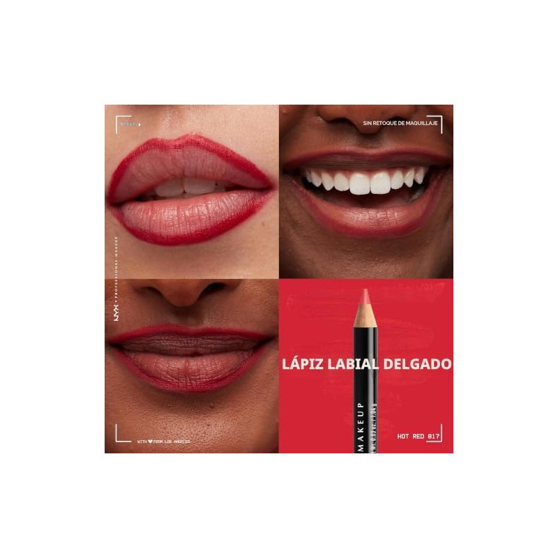 NYX PROFESSIONAL MAKEUP Slim Lip Pencil, Hot Red, 0.03 Ounce