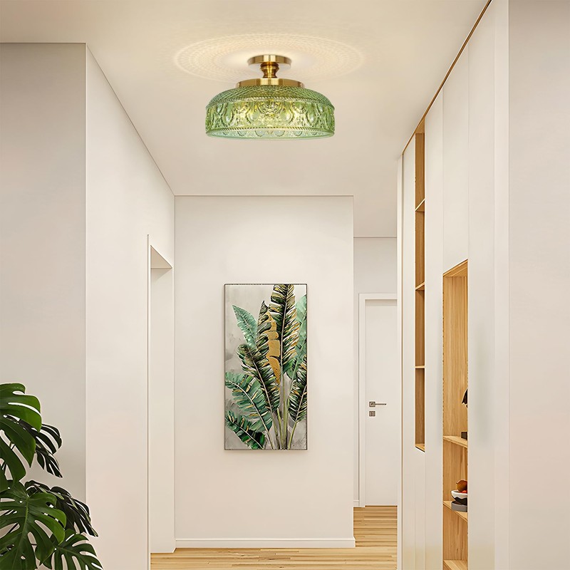 Lamomo Semi Flush Mount Ceiling Light, Upgraded Larger Green Hallway
