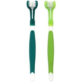Green Dog Toothbrush, Triple Headed Dog Toothbrush for Pet Dental Care Supplies