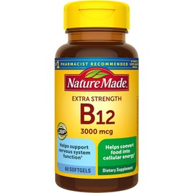 Extra Strength Vitamin B12 3000 mcg Softgels, 60 Count