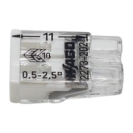 Wago 2273-202 Compact Junction Box Terminal Diameter 0.5 - 2.5 mm² 2-Pin Transparent / White Pack of 20