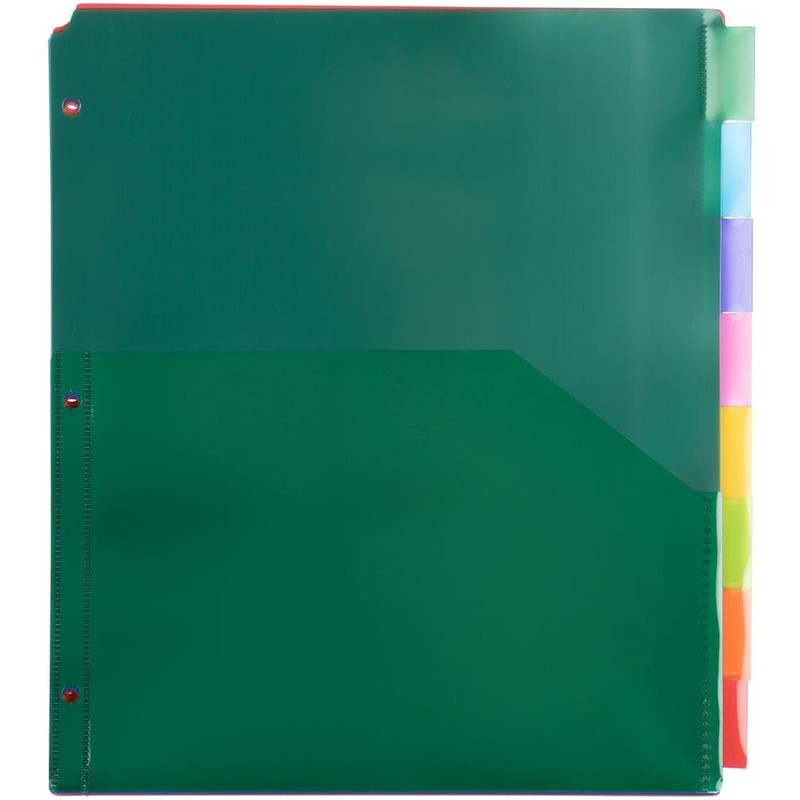 JAM PAPER Plastic Index 8-Tab Dividers w/Double Pockets - 9