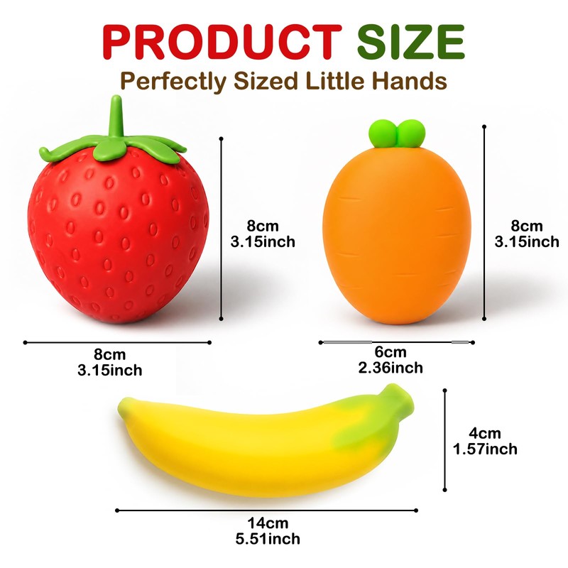 3 Pcs Fruit Squishy Pack - Includes (Strawberry Banana and