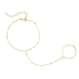 Mikovivi Hand Chain, Gold Stainless Steel Hand Chain Bracelet Stylish Ring Bracelet Hand Ring Chain Bracelet Rhinestone Finger Ring Bracelet Hand Jewelry for Girls Women