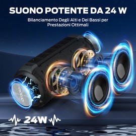 Bluetooth Lautsprecher mit Licht, Musikbox Tragbarer 24W Stereo-Klang, RGB-Beleuchtung, 24-Stunden-Akkulaufzeit, AUX-in, Bluetooth 5.3, wasserdicht (IPX6) – ideal für Outdoor-Strand-Camping